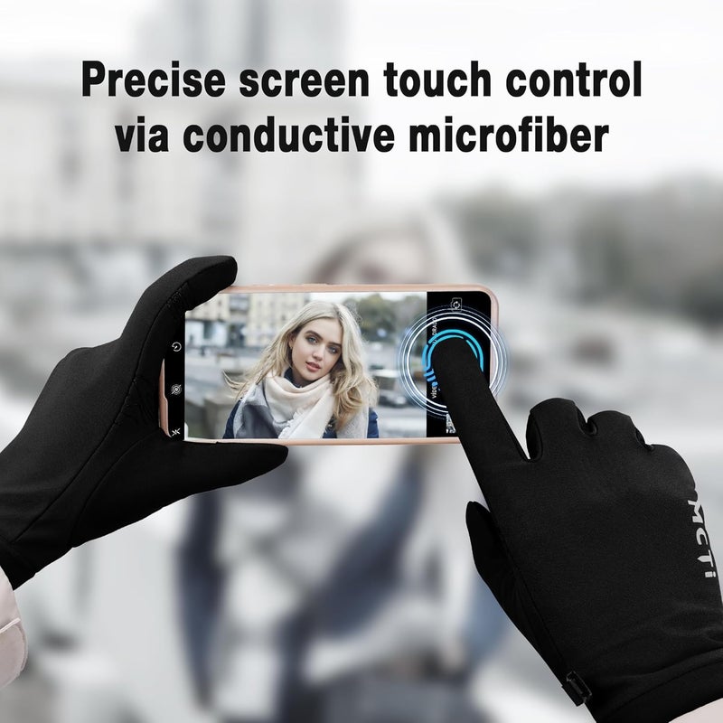 MCTi Lightweight Gloves Liners for Men Women, Touch Screen Gloves with Conductive Microfiber, Palm Silicone, for Running Driving Hiking - Image 3